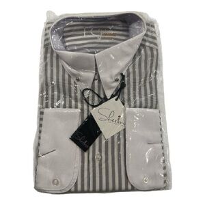 Men's Gray Striped Dress Shirt